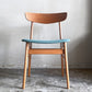 北欧ビンテージ Scandinavian vintage ダイニングチェア チーク材 x ビーチ材 ブルー系 ファブリック 北欧家具 ■
