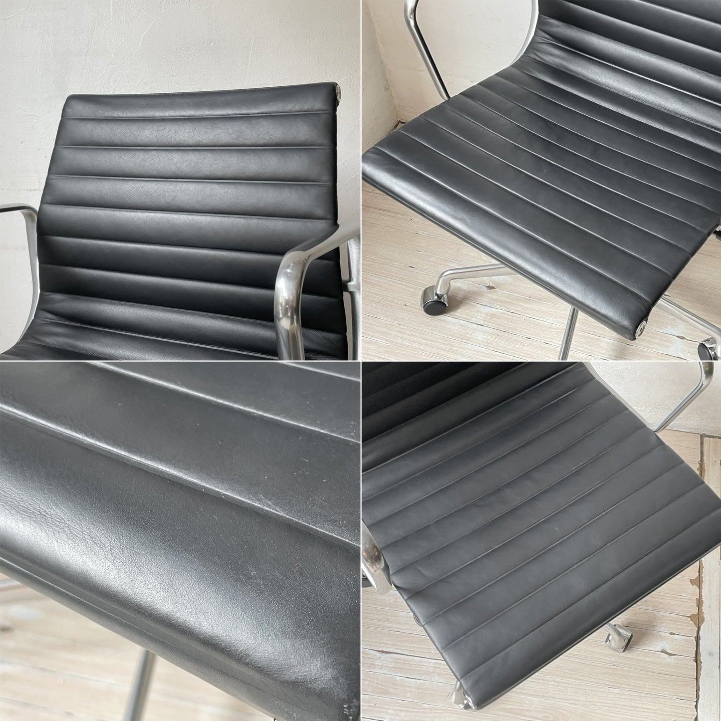 ハーマンミラー Herman Miller アルミナムグループ マネジメントチェア 本革 5本脚 C&Rイームズ ミッドセンチュリー ガス圧昇降 リクライニング ★