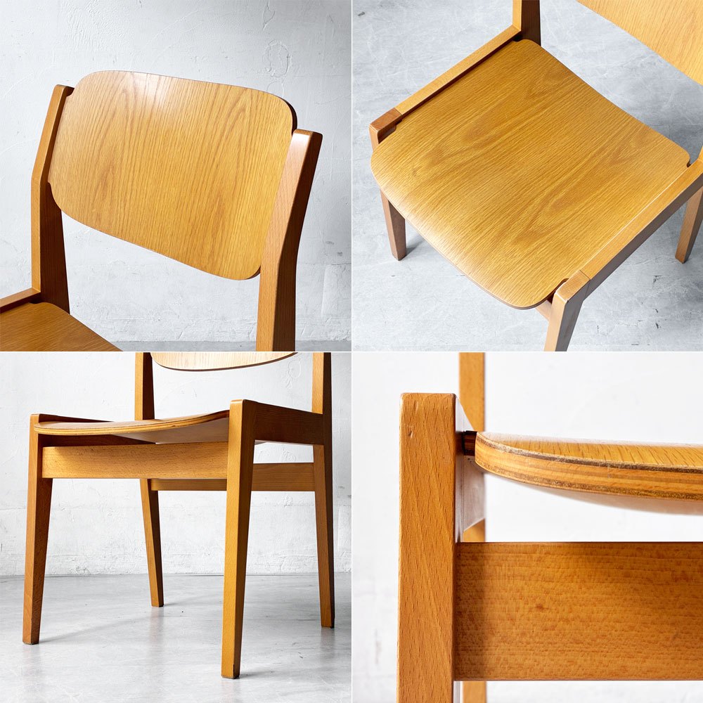 天童木工 Tendo ダイニングチェア S-0507NA-NT ブックチェア ナラ材 ビーチ材 図書館椅子 板座 水之江忠臣 定価￥58.300- ★