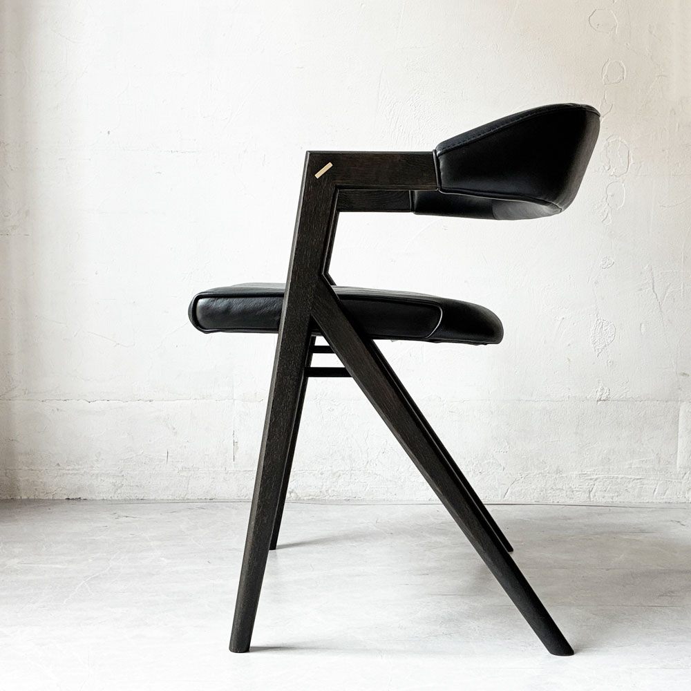 スクエアルーツ SQUARE ROOTS ランナチェア LANNA CHAIR ダイニングチェア アームチェア オーク材×牛革 レザー 美品 参考価格￥77,000- B ★