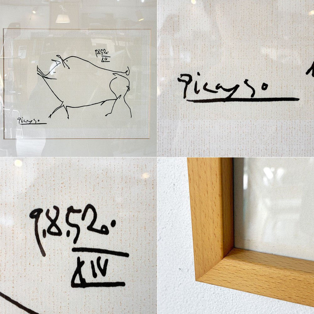パブロ ピカ ソ Pablo Picasso シルクスクリーン 子豚 Le petit cochon アート 元箱付き 木製フレーム アクリル IDEE取り扱い ★
