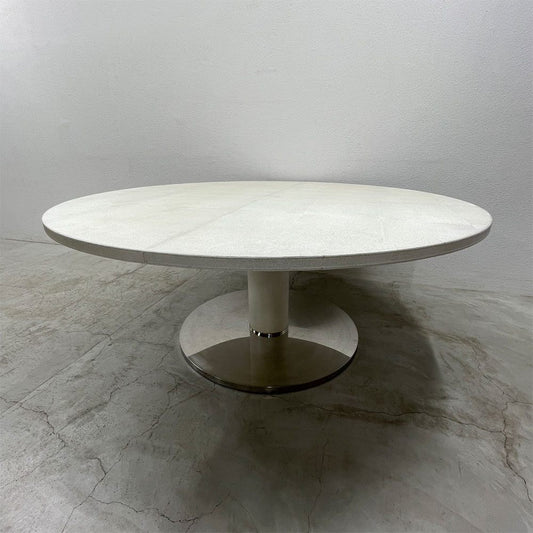 フェンディ・カーサ FENDI CASA ベルニーニ Bernini ラウンドダイニングテーブル 牛革リザード型押し パールホワイト 参考価格 約80-120万の品 〓