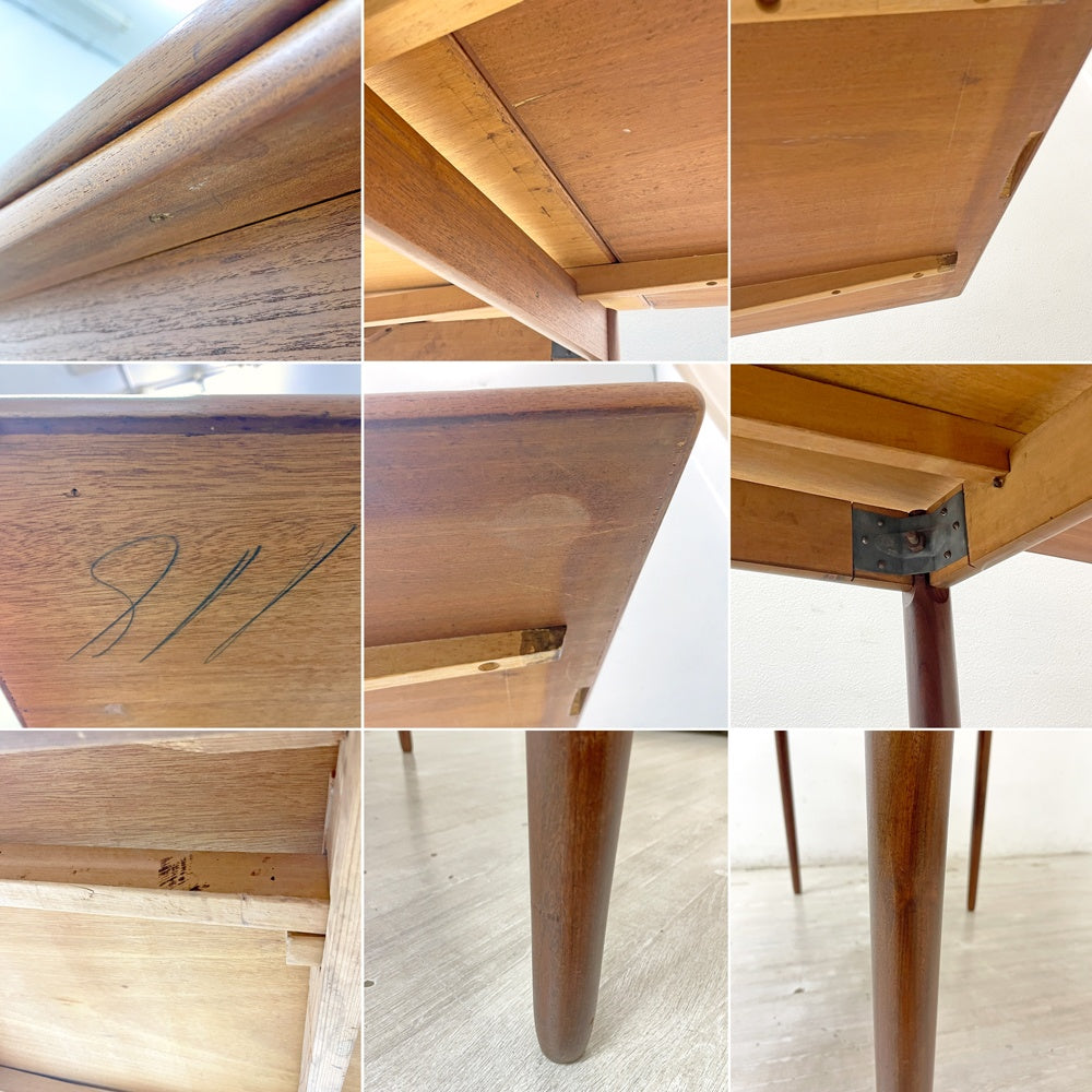 デンマークビンテージ Danish Vintage エクステンション EX ダイニングテーブル W120-212cm チーク材 伸長式 ドローリーフ式 北欧家具 ●