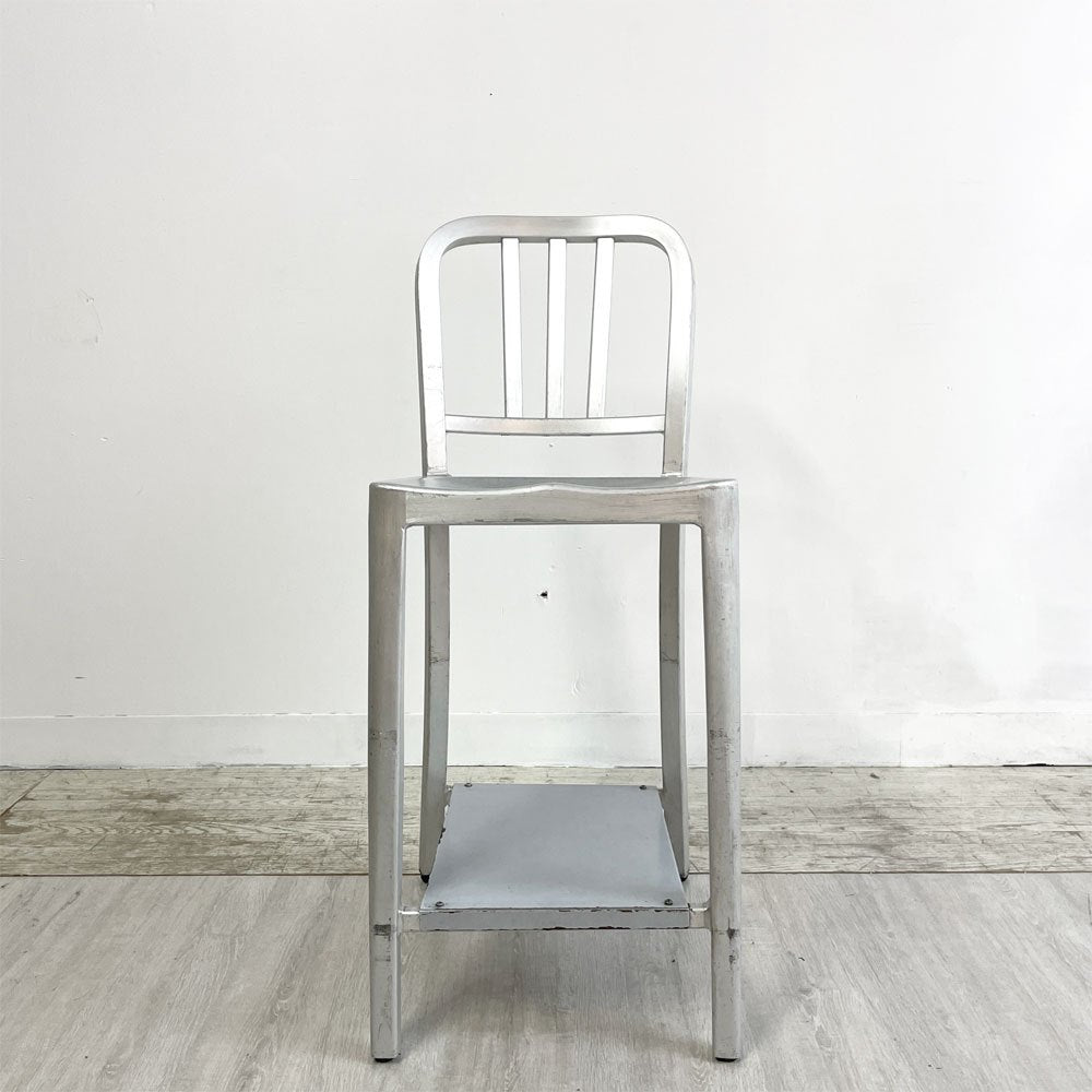 ネイビーバースツール Navy BarStool カウンターチェア リプロダクト アルミニウム インダストリアル デザイン 脚部カット品 H92.5cm B ●