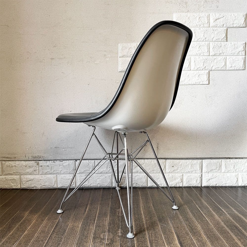 ハーマンミラー Herman Miller サイドシェルチェア モダンファニチャーセールス FRP製 ホワイトシェル ナウガレザー ダークグレー エッフェルベース C&R イームズ ◎