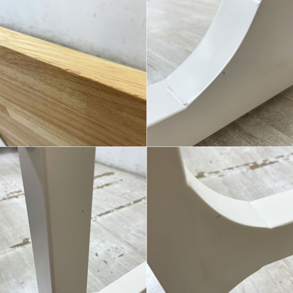 かなでもの KANADEMONO ザ・テーブル THE TABLE デスク ラバーウッド ナチュラル × White Steel Iライン脚 ホワイト W100cm ●