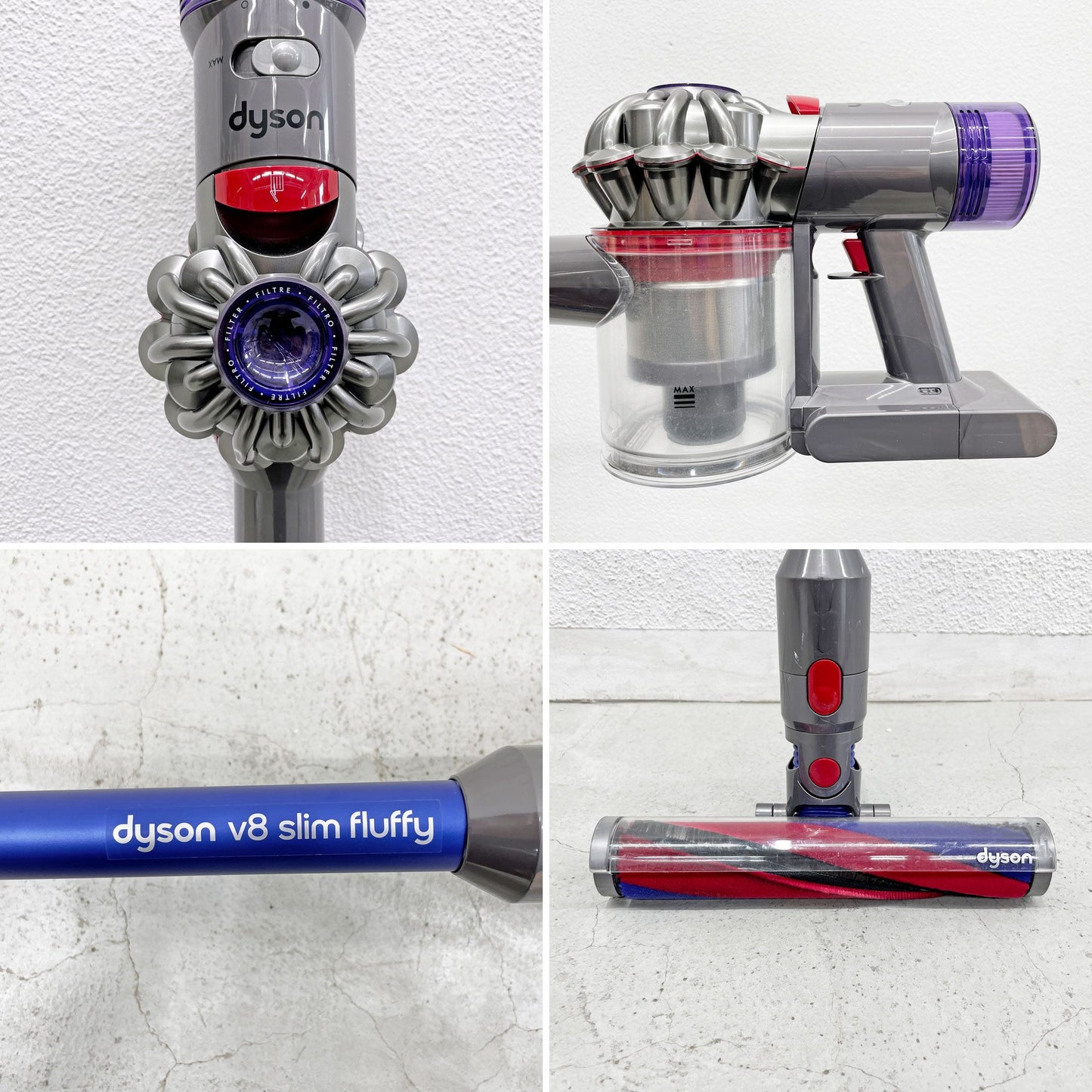 ダイソン dyson V8 Slim Fluffy コードレス掃除機 SV10K EXT BK 専用充電ドック & アタッチメント付 〓