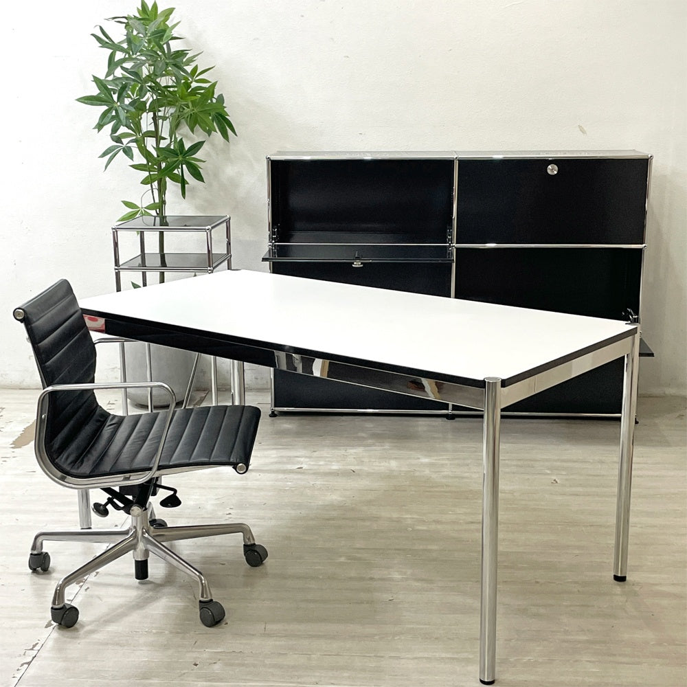 USMモジュラーファニチャー USM Haller USMハラーテーブル ワーキングデスク ダイニングテーブル W150×D75×H74cm アジャスター パールグレーラミネート(ホワイト) 高さ調整機能付 A ●