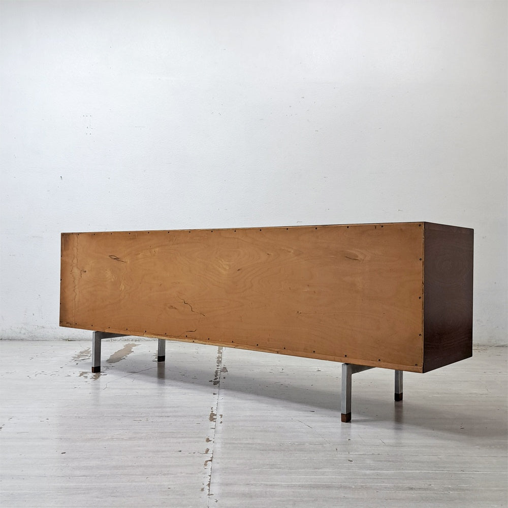 RYモブラー RY Mobler RY25 ローズウッド サイドボード スチールレッグ ハンス・J・ウェグナー 蛇腹扉 W200cm デンマークビンテージ 北欧家具 ●