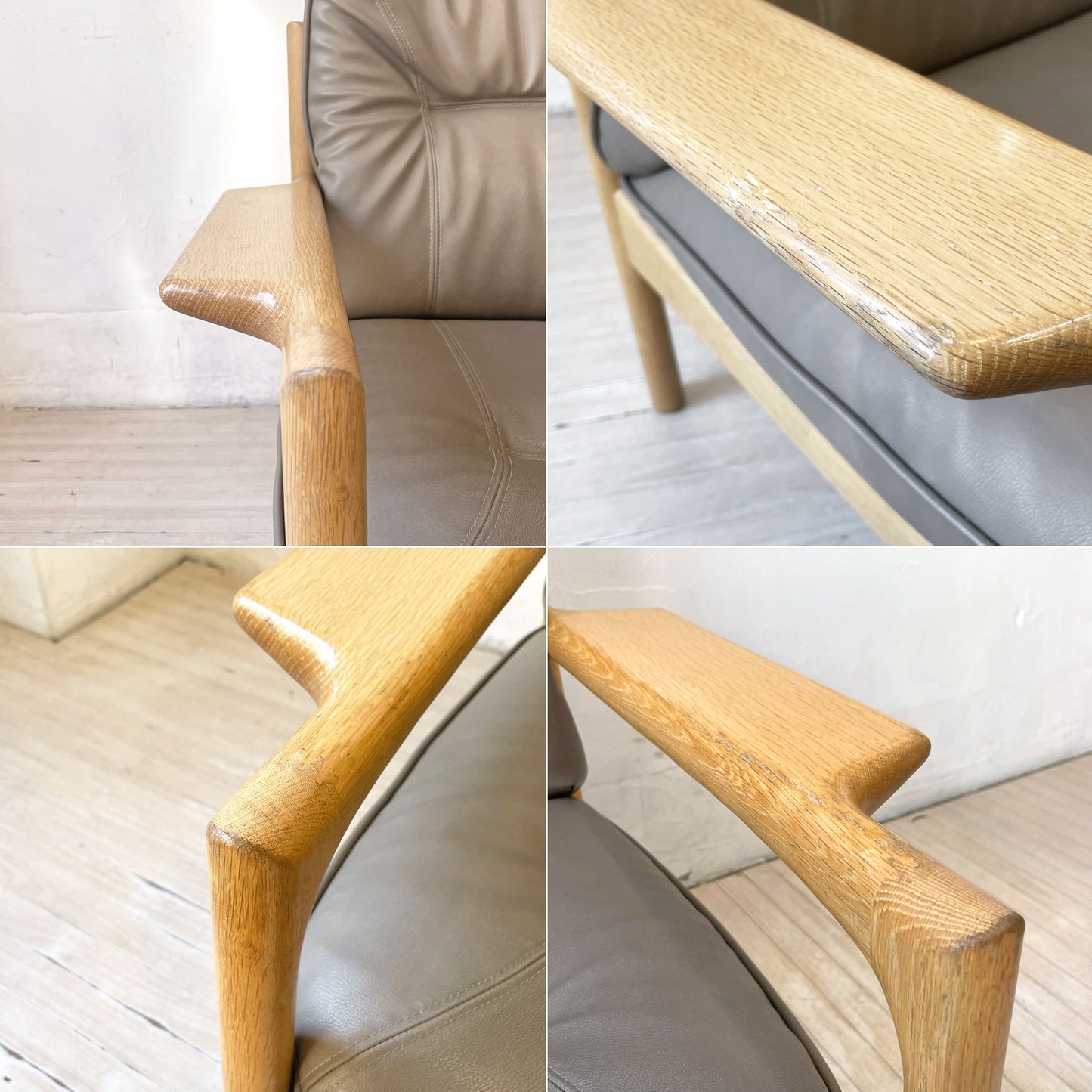 カンディハウス CONDE HOUSE ゴルファー サロン チェア シングルソファ ナラ無垢材 本革 レザー 旭川家具 ★