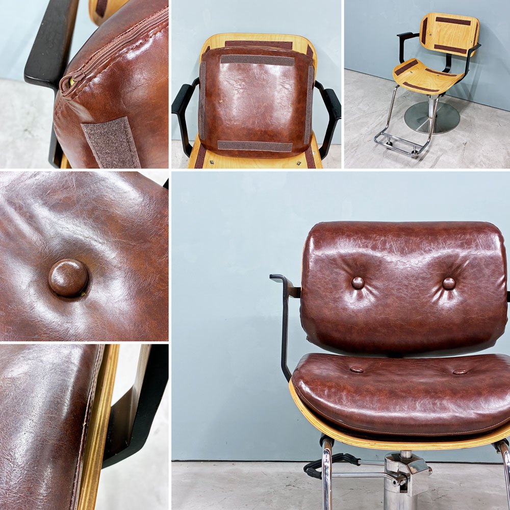 ビンテージ スタイル vintage style バーバーチェア スタイリングチェア 美容椅子 美容室 サロン ミッドセンチュリー デザイン 参考価格7万円 ◎