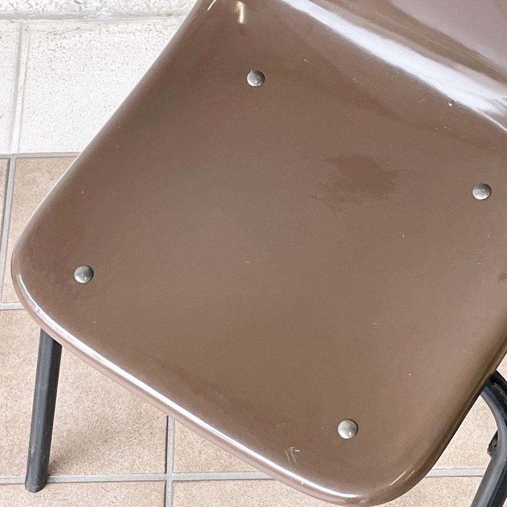 コトブキ KOTOBUKI スタッキングチェア FRP製 シェルチェア スチール脚 ブラウン 剣持勇デザイン ビンテージ ジャパニーズミッドセンチュリー B ◇