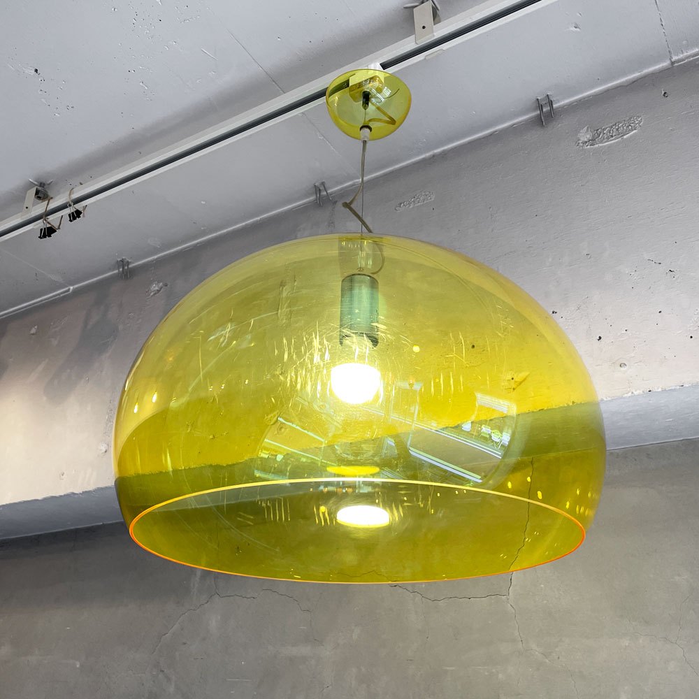 カルテル Kartell フライ FL/Y FLY ペンダントライト イエロー φ52cm フェルーチョ・ラヴィアーニ イタリア スペースエイジ ♪