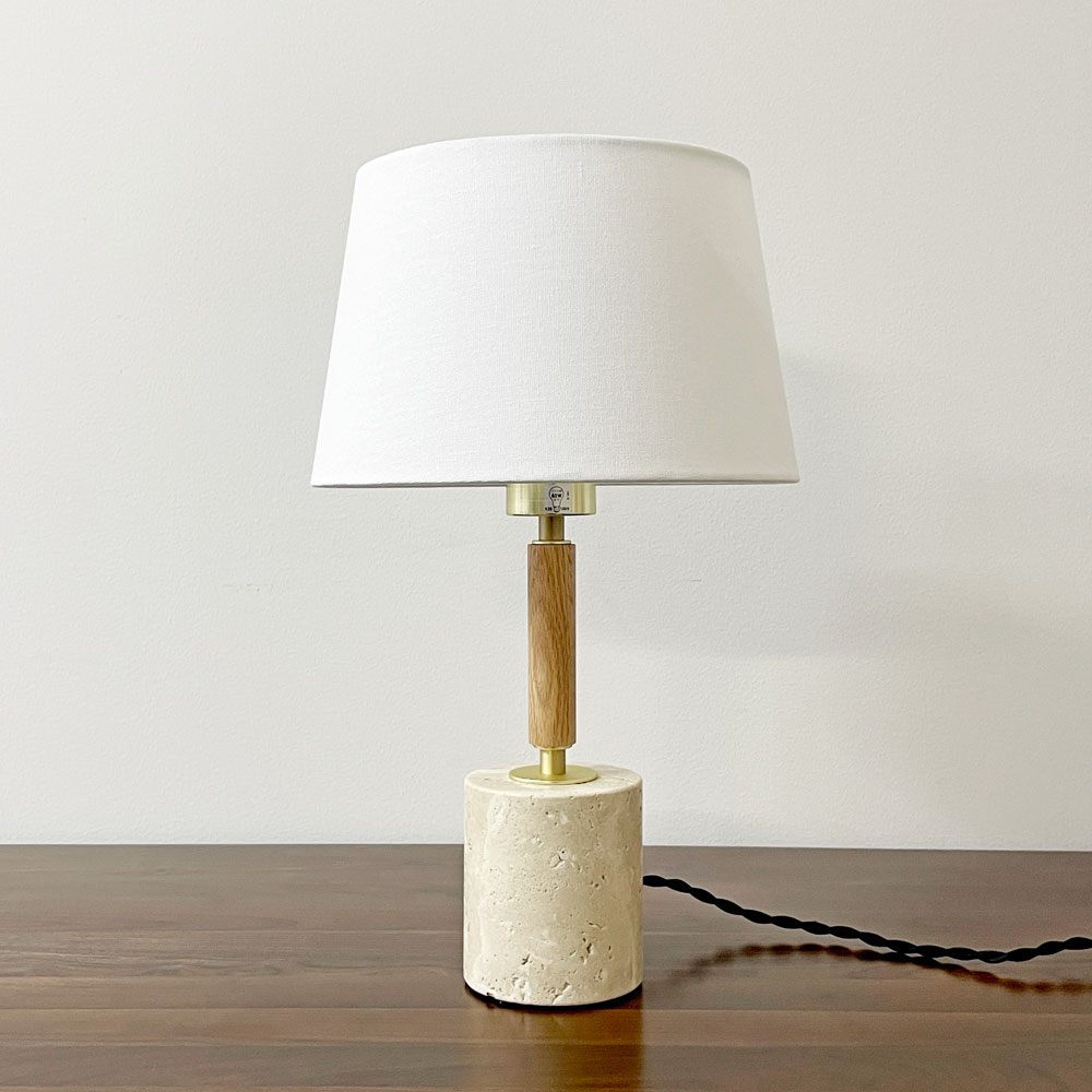 アートワークスタジオ ART WORK STUDIO モノリステーブルランプ Monolith-table lamp AW-0600 ホワイト 大理石ベース オーク無垢材 真鍮 ファブリック モダンデザイン 箱付き 美品 C ●