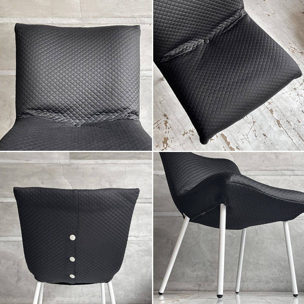リーンロゼ ligneroset ロゼカラン ROSET Calin steel leg ダイニングチェア  ブラック×ホワイト キルティング スチールレッグ パスカル ムールグ フランス B ♪