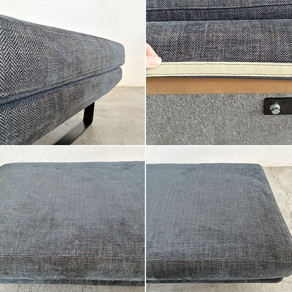 日本フクラ HUKLA カストール KASTOR スツール オットマン W94cm カバーリングファブリック ネイビー系 スチール脚 モダンデザイン 定価￥176,000-以上 〓