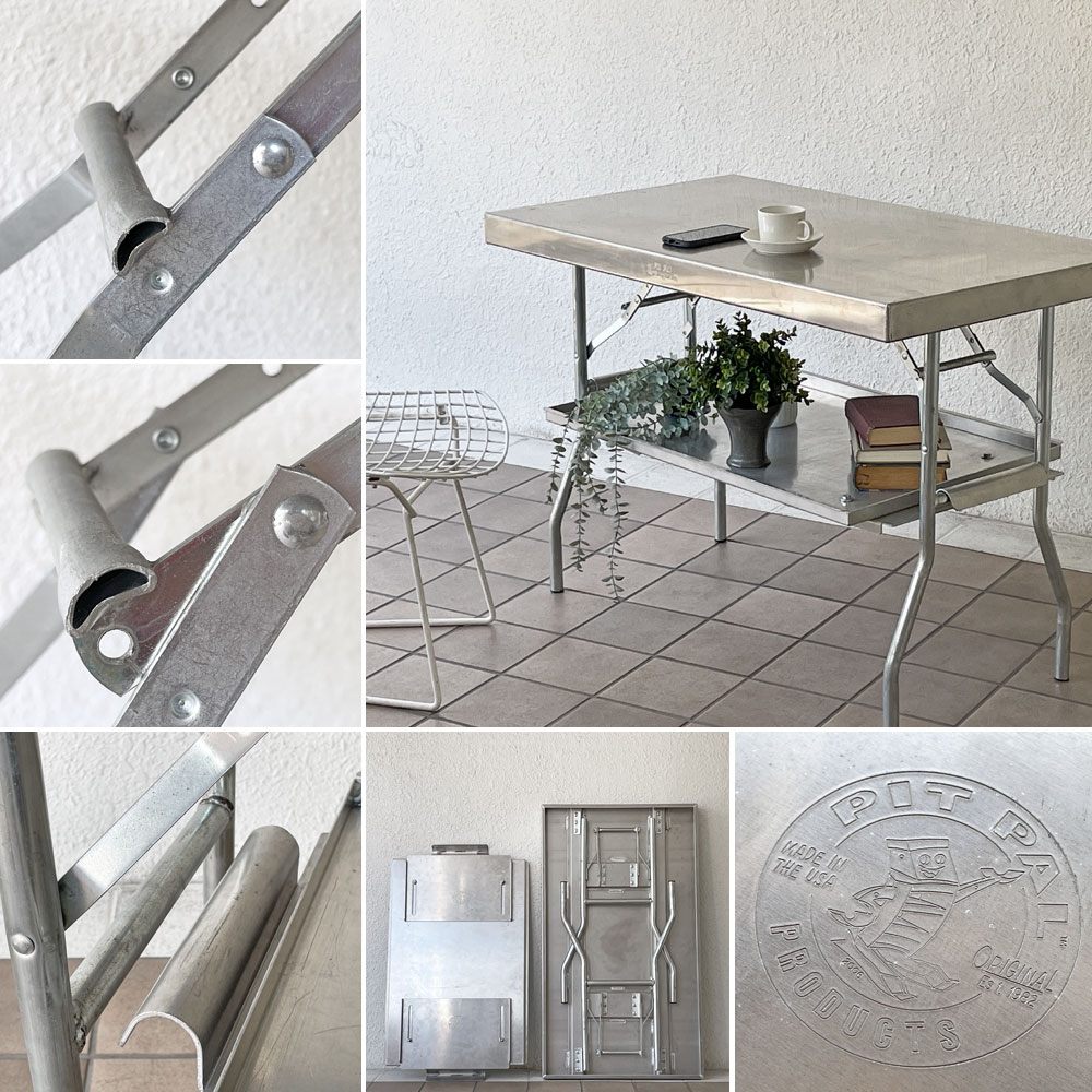 ピットパル PIT PAL アルミ ワークテーブル ALUMINIUM WORK TABLE Sサイズ ワークデスク W106cm 別売りシェルフ付き パシフィックファニチャーサービス取扱 定価124,300円 ◇
