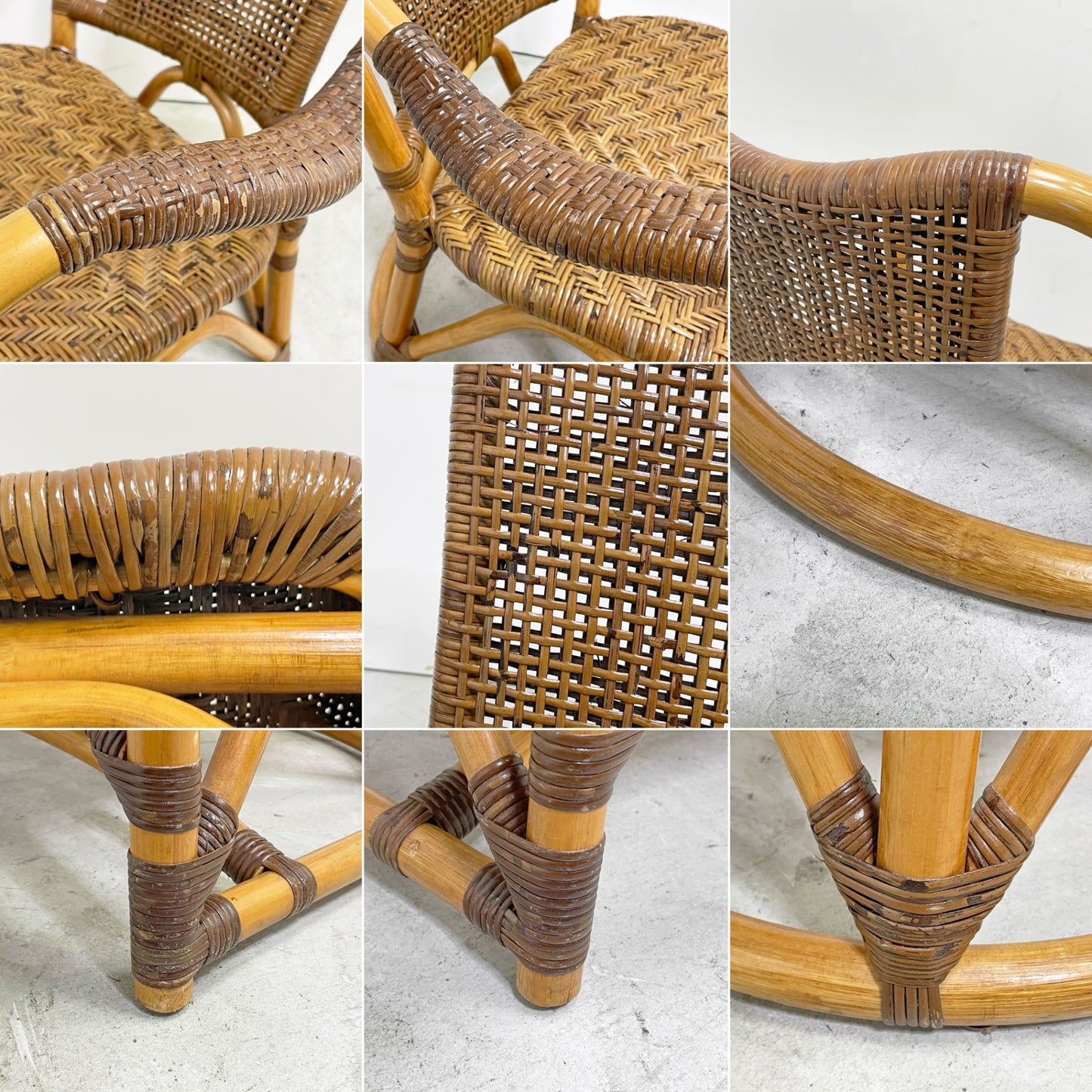 カザマ KAZAMA ルロット アームチェア Lurot Arm Chair ラタン 籐家具 ベージュ系 クッション付き インドネシア 定価￥48,800- C ●