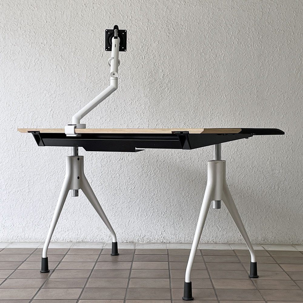 ハーマンミラー Herman Miller エンベロップデスク Envelop Desk スライド天板 & 高さ調節機能 ビル・スタンフ ジェフ・ウェバー モニターアーム パソコンデスク 取扱説明書・組み立て説明書付  ◇