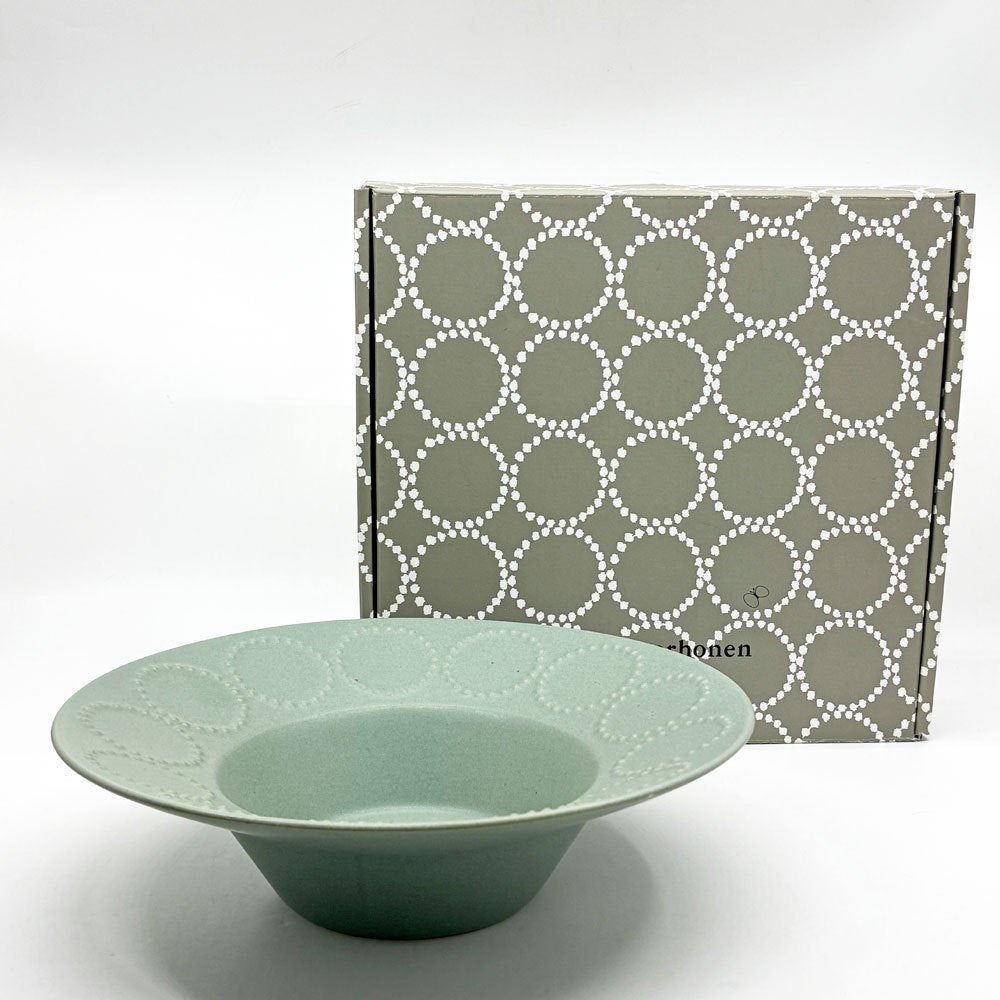 ミナペルホネン mina perhonen タンバリン グリーン 深皿 陶器 ハンドメイド ●