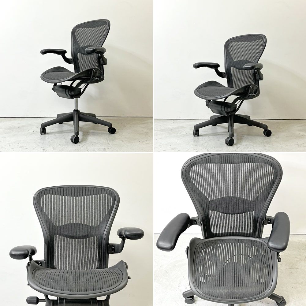 ハーマンミラー Herman Miller アーロンチェア Bサイズ ランバーサポート グラファイトベース ビル・スタンフ ＆ ドン・チャドウィック 現状品 ジャンク品 ●