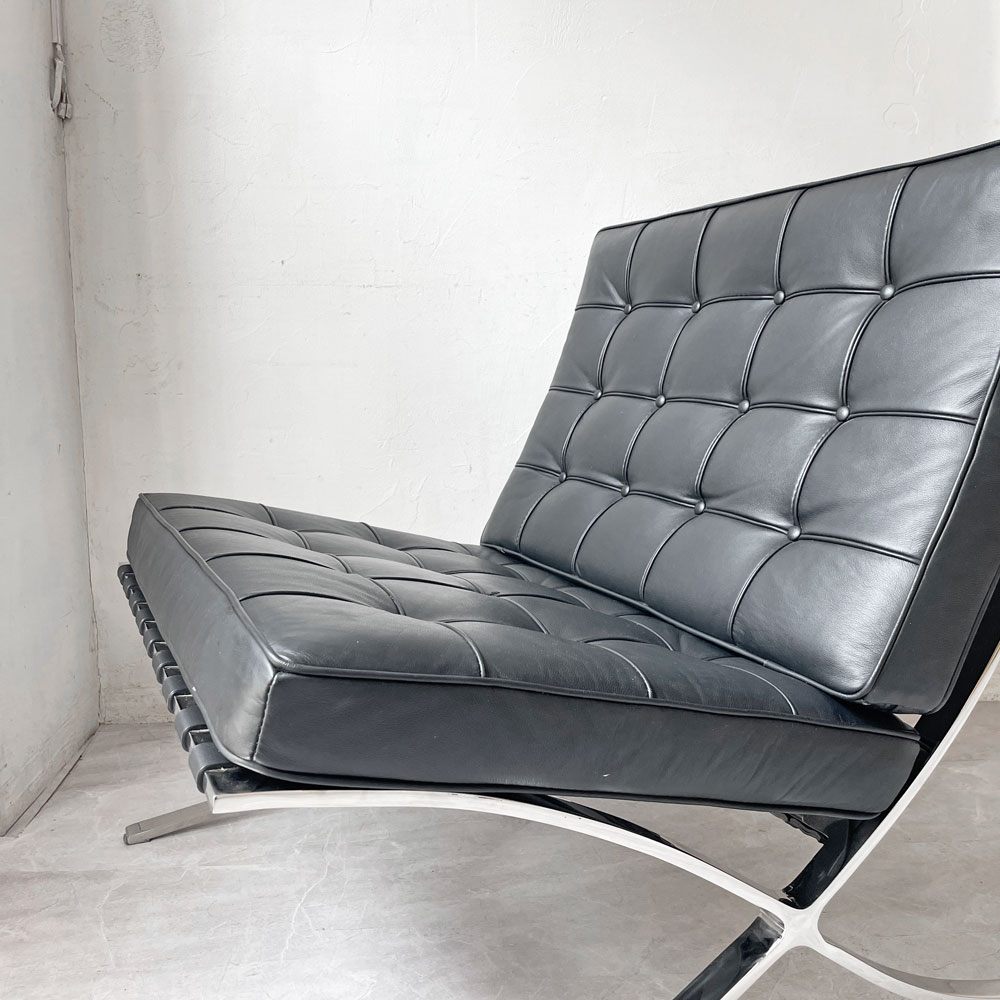 ミース・ファン・デル・ローエ バルセロナチェア Barcelona Chair リプロダクト品 ESQ 本革 1シーターソファ モダンデザイン ミッドセンチュリー ★