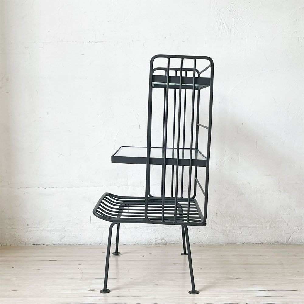 ウニコ unico ステラ STELLA スモールシェルフ 3段 ストライプガラス×アイアンフレーム W40cm 定価￥19,580- 廃番 ★