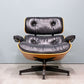 ハーマンミラー Herman Miller イームズラウンジチェア＆オットマン ブラックレザー ウォールナット C&Rイームズ ミッドセンチュリー 1999年製 ◎