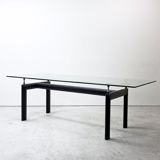 カッシーナ Cassina ル・コルビジェ LC6 ダイニングテーブル ターブル テューブ ダヴィオン テーブル 6 TABLE TUBE D’AVION テクスチャーガラス天板 ブラック ●