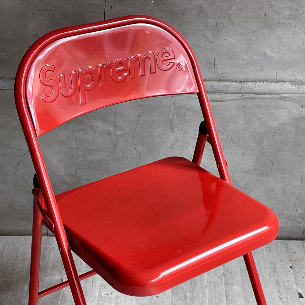 シュプリーム Supreme 20aw メタルフォールディングチェア Metal Folding Chair ダイニングチェア レッド スチール 折り畳み ♪