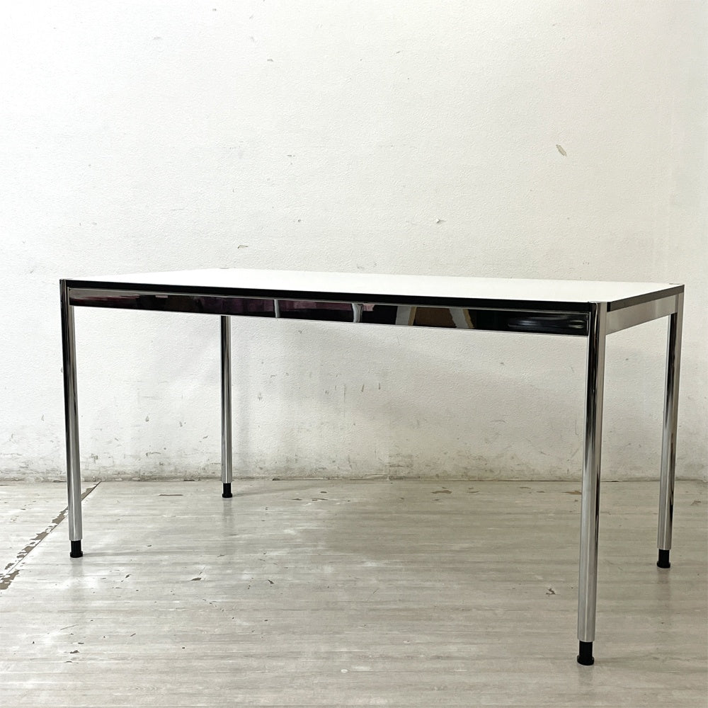 USMモジュラーファニチャー USM Haller USMハラーテーブル ワーキングデスク ダイニングテーブル W150×D75×H74cm アジャスター パールグレーラミネート(ホワイト) 高さ調整機能付 A ●