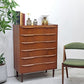 北欧ビンテージ Scandinabian Vintage チェスト 6ドロワーズ チーク材 H108cm デンマーク 北欧家具 鍵欠品 ●