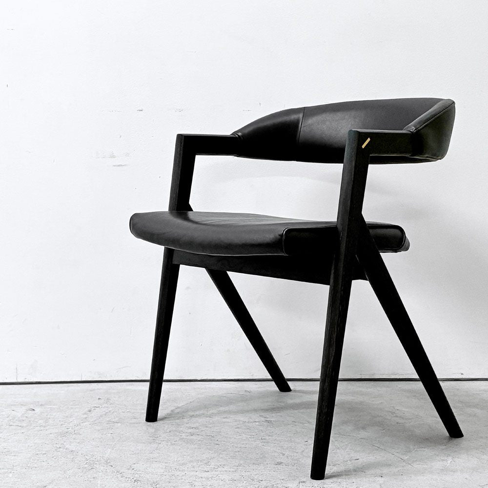 スクエアルーツ SQUARE ROOTS ランナチェア LANNA CHAIR ダイニングチェア アームチェア オーク材×牛革 レザー 参考価格￥77,000- A ●