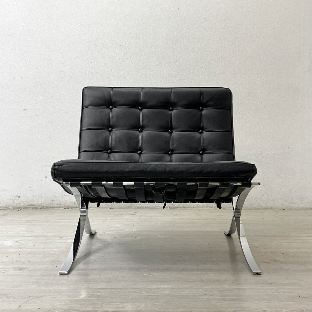 ミース・ファン・デル・ローエ バルセロナチェア Barcelona Chair リプロダクト品 本革 1シーターソファ モダンデザイン ●