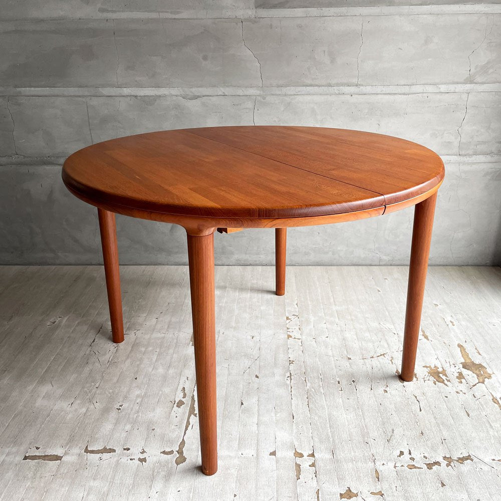 青林製作所 エクステンション ダイニングテーブル チーク無垢集成材 伸長式 ラウンド オーバル ジャパンビンテージ ♪