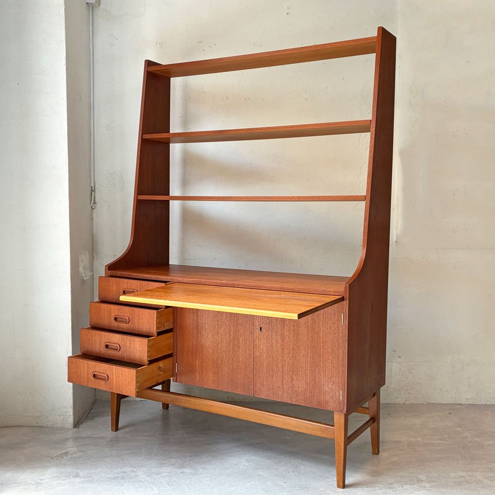 スウェーデンビンテージ Swedish vintage チーク材×ビーチ材 ブックシェルフ ルームディバイダー キャビネット room divider 北欧家具  ★