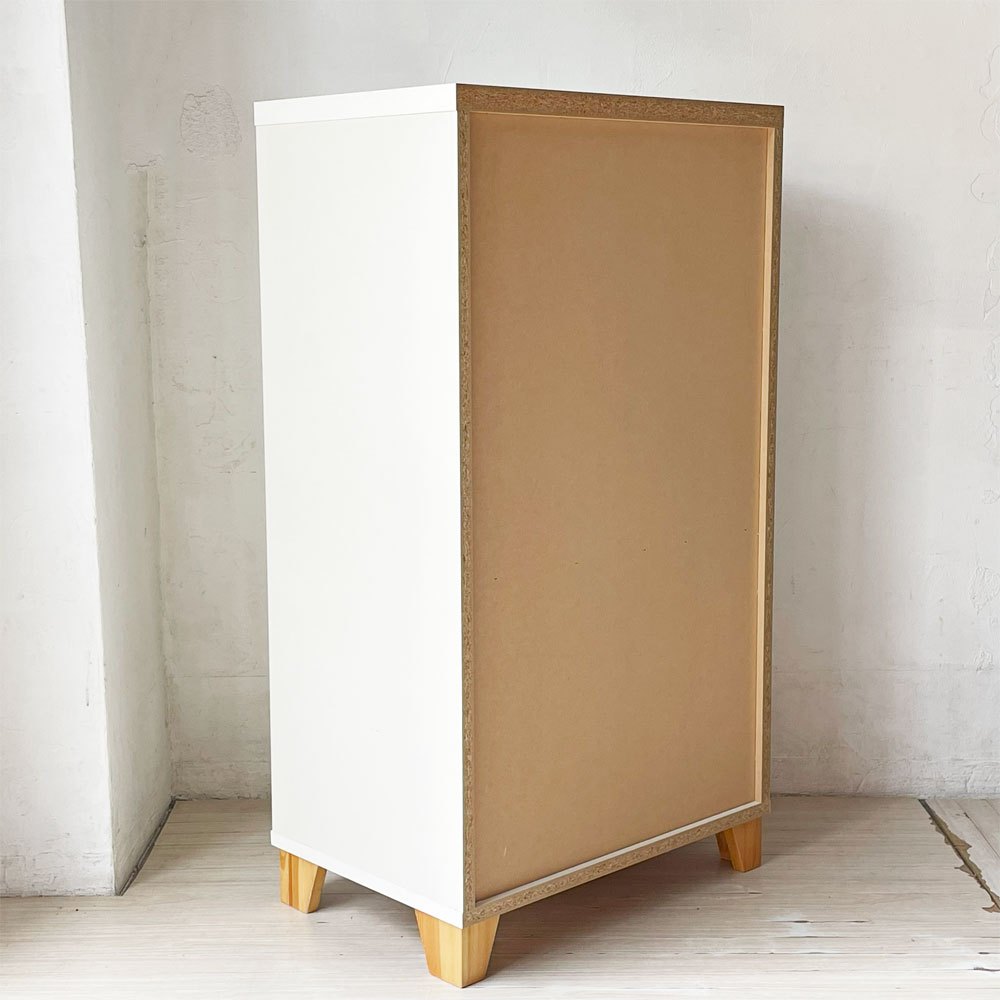 モモナチュラル Momo Natural ラブチェスト LOVE CHEST 60-5 トールチェスト 抽斗5杯 ホワイト 社外ハンドル 定価￥29,500- ★
