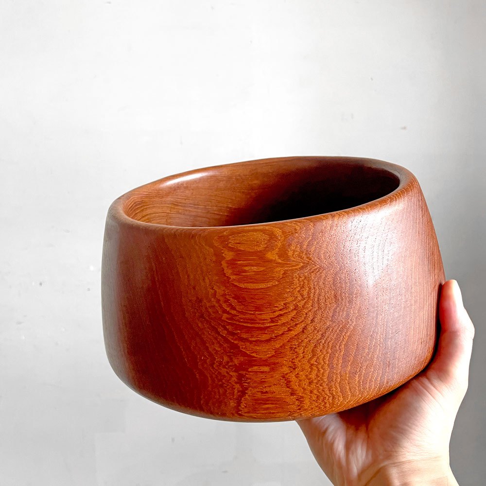 北欧ビンテージ チーク無垢材 ボウル サラダボウル 大皿 深皿 北欧雑貨 Φ25cm ■