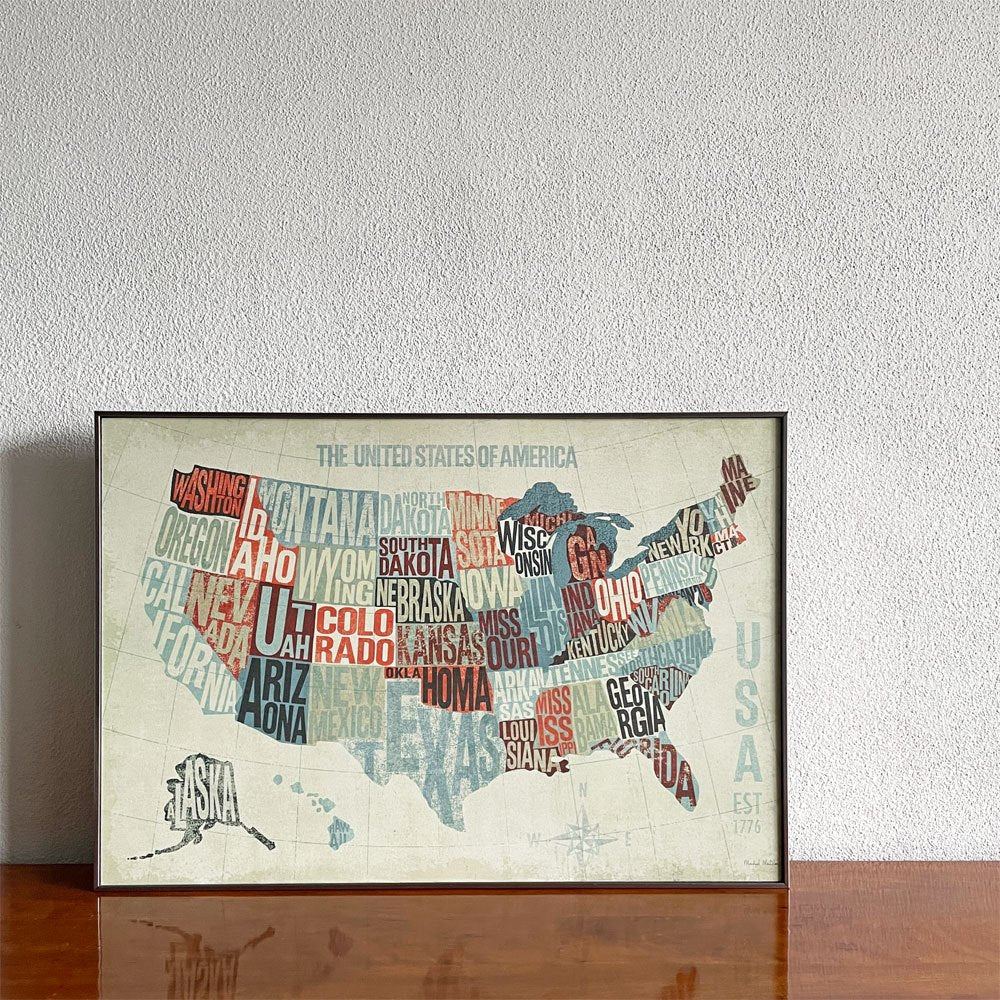 マイケル・ミュラン Michael Mullan キャンバスアート USA Modern Blue アートプリント 90×62cm スチールフレーム 額装品 〓