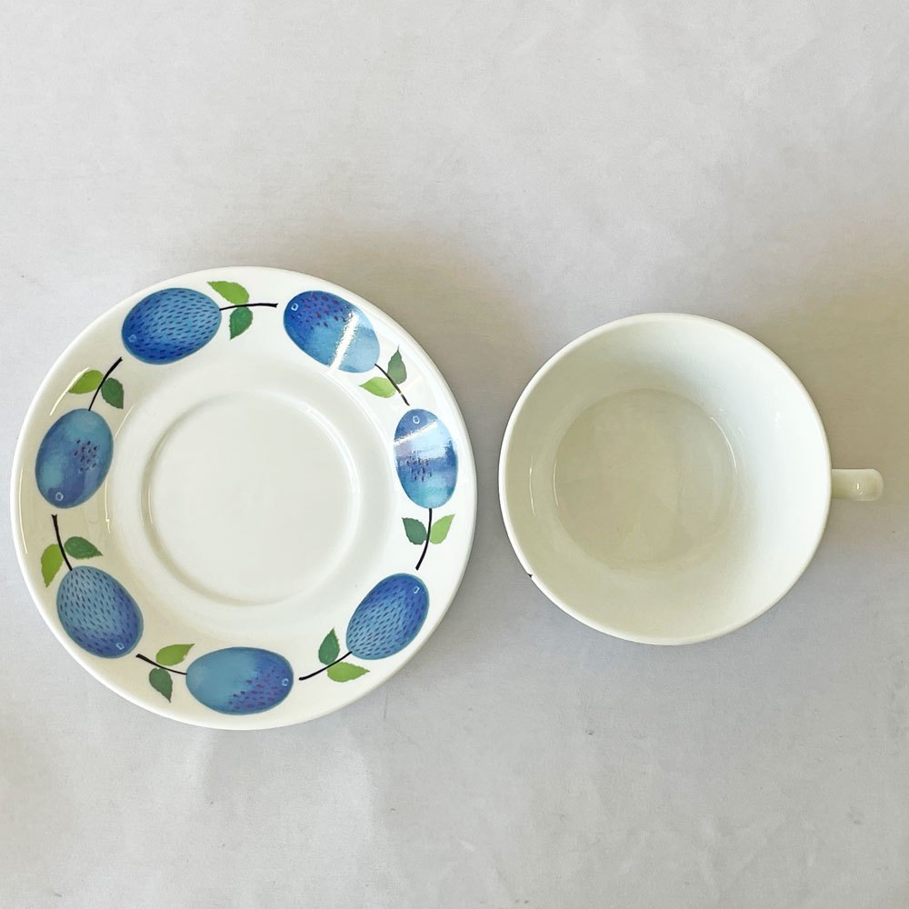 グスタフスベリ GUSTVSBERG プルーヌス Prunus ティーカップ＆ソーサー ビンテージ 北欧食器 スティグ・リンドベリ Stig Lindberg ◇