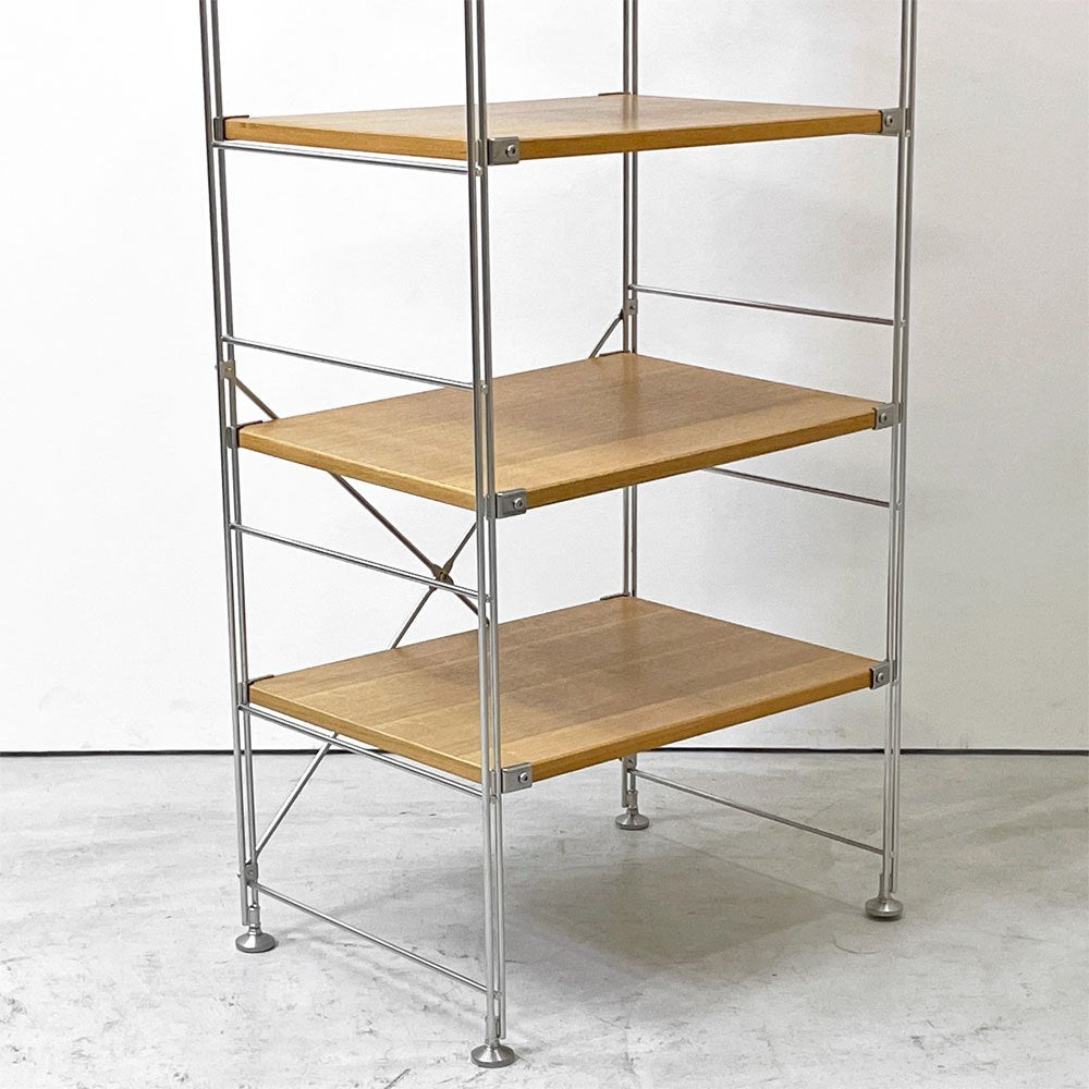 無印良品 MUJI ステンレスユニットシェルフ 6段 W58 H175.5cm スリム タモ材 オープンシェルフ 本棚 飾り棚 収納棚 定価￥41,900- ●