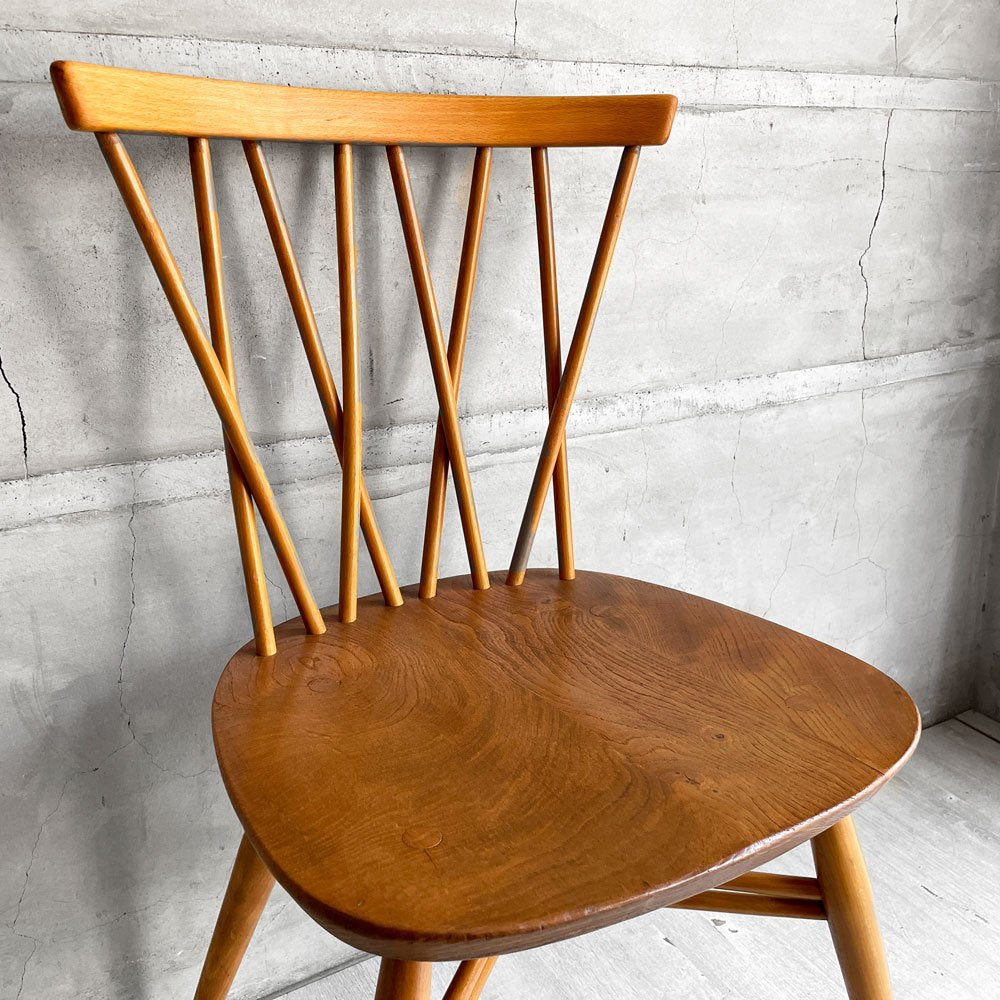 アーコール Ercol クロスバックチェア エックスバック ラティスドチェア エルム材 UKビンテージ Vintage 英国家具 ♪