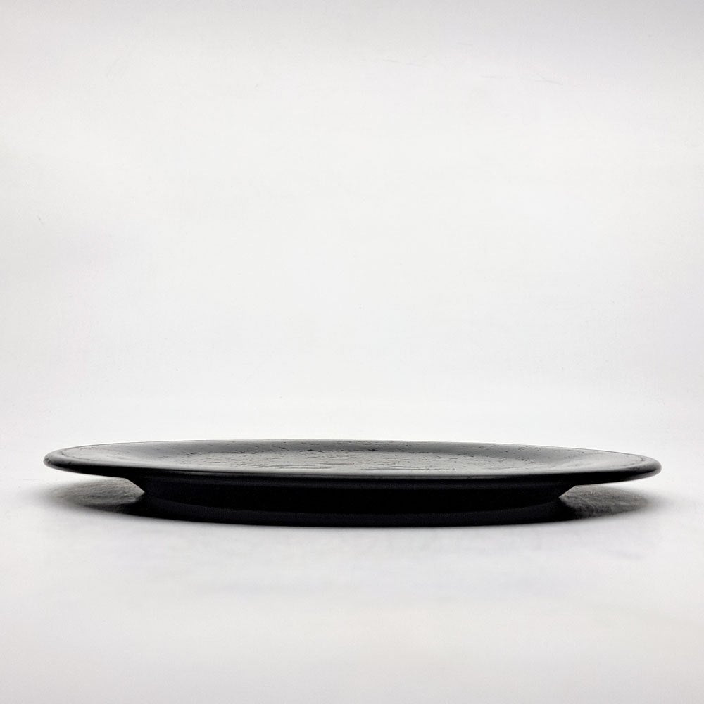 杉田明彦 リム皿 小 木製プレート Φ22cm 欅 漆器 黒 現代作家 B ●