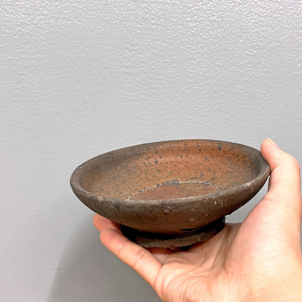 森岡成好 Shigeyoshi Morioka 南蛮焼焼締  食器 平鉢 皿 丸皿 Φ14 現代作家 B ◎