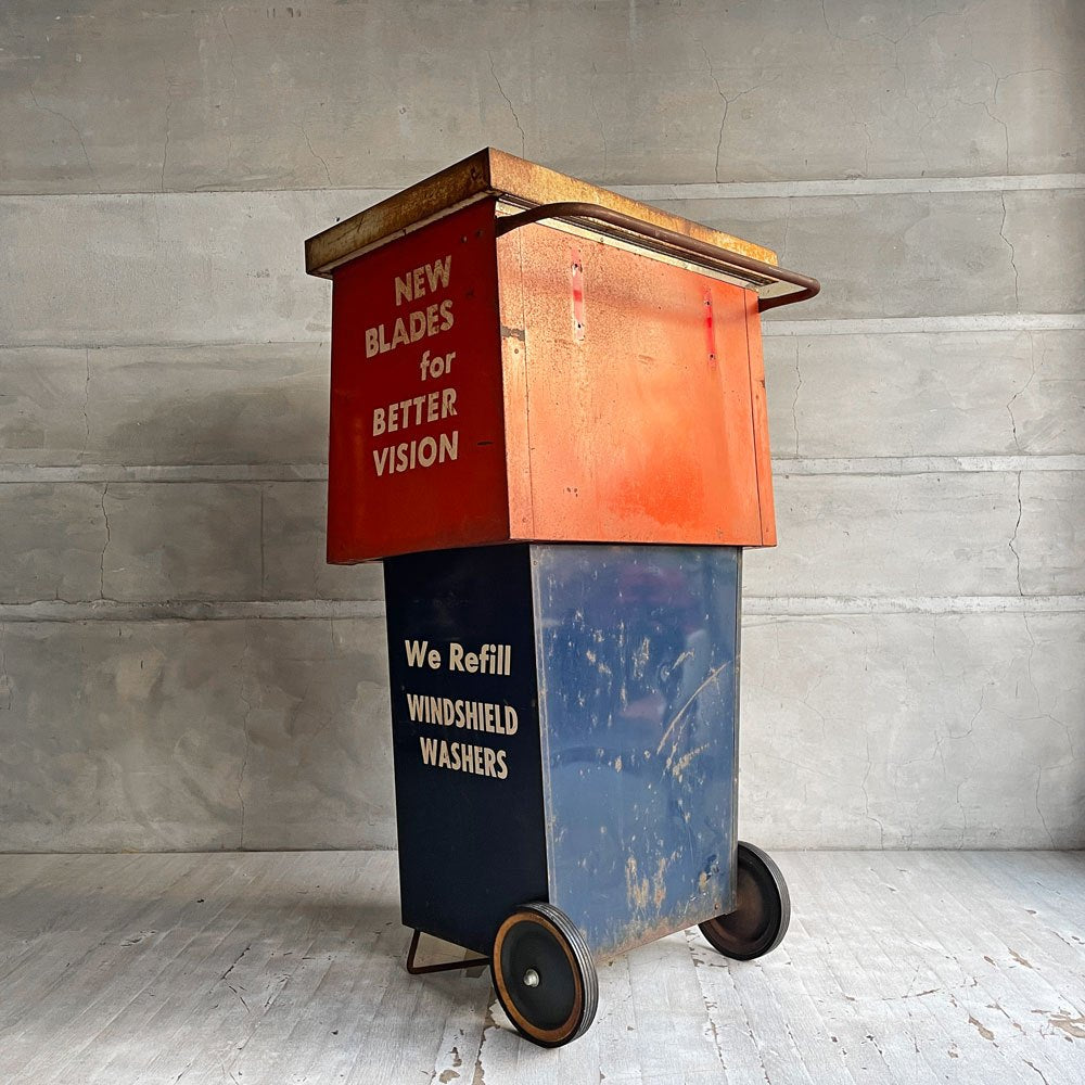 USビンテージ Vintage アトラス社 ATLAS ウィンドウォッシャー液用ディスプレイスタンド ディスプレイキャビネット カートワゴン  店舗什器 インダストリアル ♪