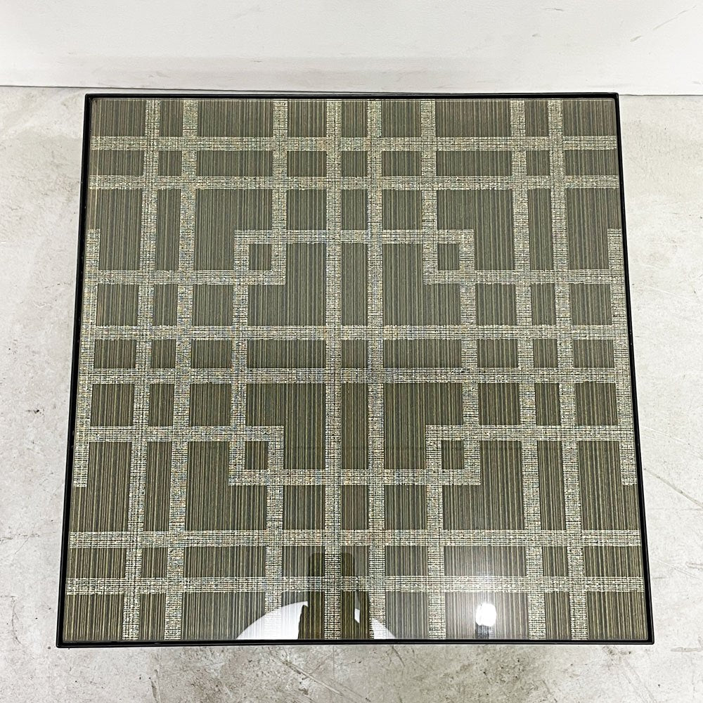 カーサ ブク CASA BUKU 横堀建築設計事務所 サイドテーブル スクエア W44cm ガラス天板 スチールレッグ モダンデザイン ●