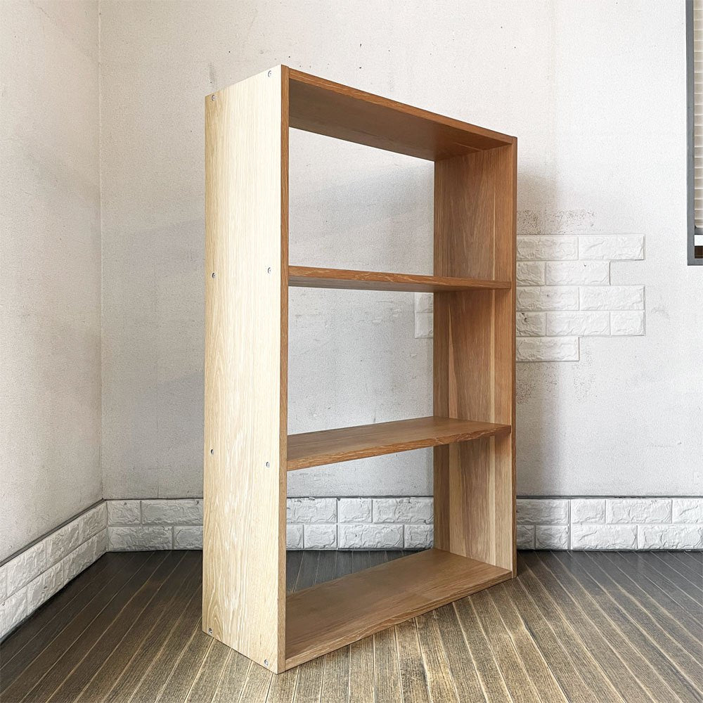 無印良品 MUJI スタッキングシェルフ ワイド 1列3段 オーク材 W81.5cm オープンシェルフ 本棚 飾り棚 シンプルデザイン 定価￥22,900- ◎