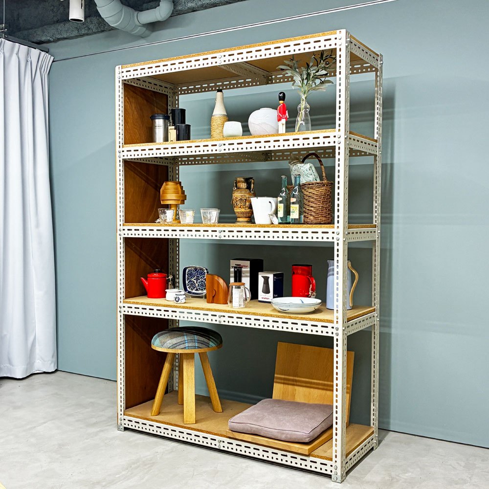 リオン LYON アングルシェルフ SLOTTED ANGLE SHELF 5段 オープンシェルフ W134 x D52 x H200cm P.F.S取扱 ◎