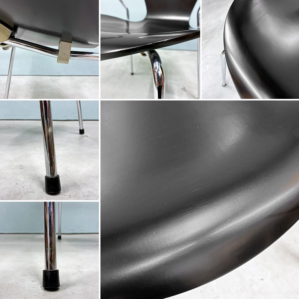 フリッツハンセン Fritz Hansen 3207 セブンチェア アームチェア ブラック ラッカー再塗装品 アルネ・ヤコブセン 北欧家具 参考定価￥146,080- ◎