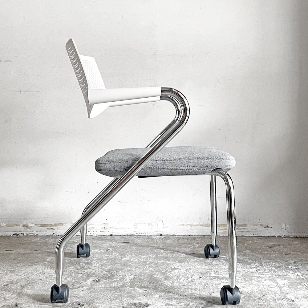 ヴィトラ vitra ビザロール Visaroll デスクチェア ミーティングチェア グレー系 ファブリック キャスターベース スタッキング アントニオ・チッテリオ B ■